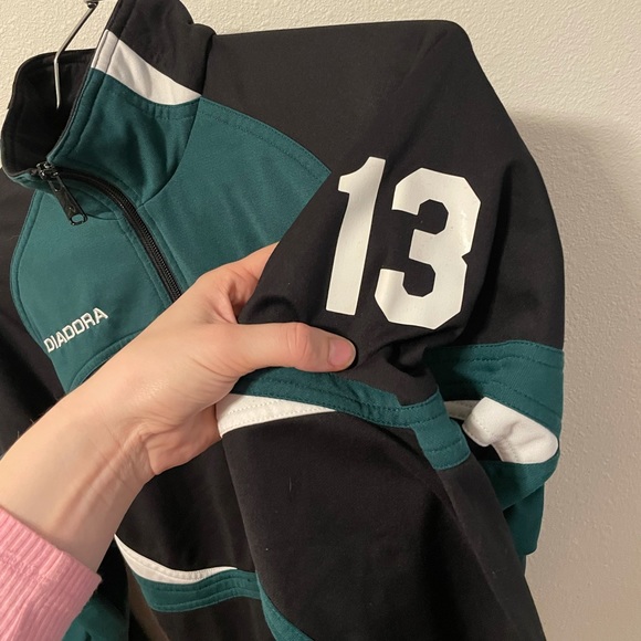 Diadora Soccer Zip Jacket Teal And Black Mens Size Small - Picture 3 of 6